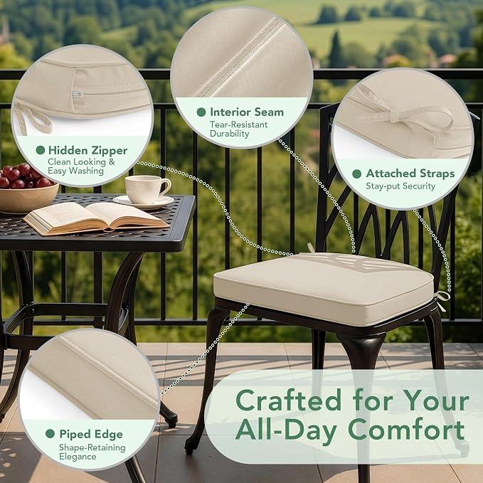 Outdoor Chair Cushions Set of 4: Waterproof & Fade Resistant Patio Furniture - Image 4