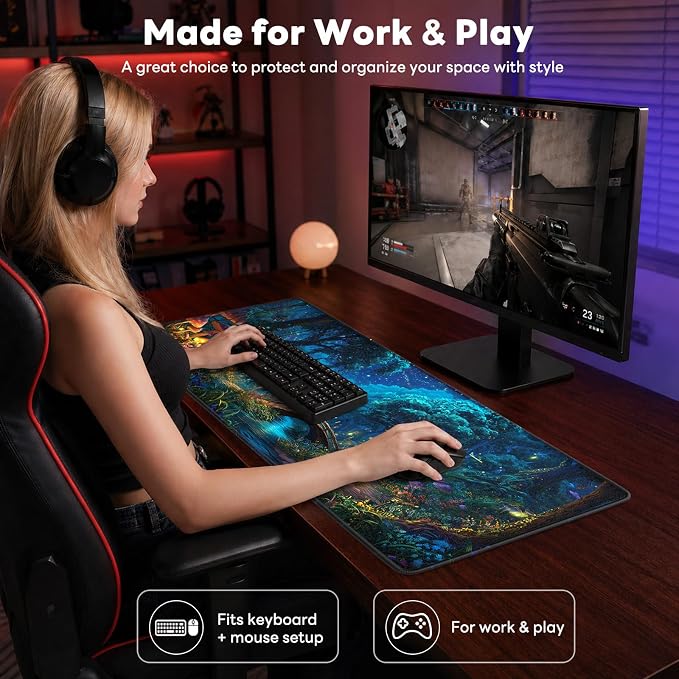 Desk Mat, Big Desk Pad, 31.5x11.8 Inches Extended Big Gaming Mouse Pad - Image 7