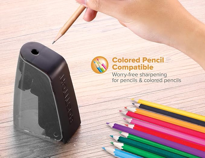 Bostitch Office Battery Pencil Sharpener, Hinged Tray, Colored Pencil Compatible - Image 3