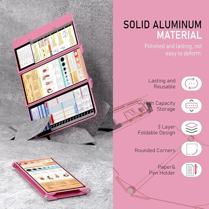 Nursing Clipboard Foldable, Foldable Clip Board w/Nursing Edition Cheat Charts - Image 3