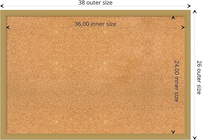Amanti Art Natural Cork Board for Wall, 26x38 Vision Board with Gold Frame, Large Corkboard Office Decor for Home Organization, Casual Corkboard Pinboard to display items for home organization-DeskLoop Office