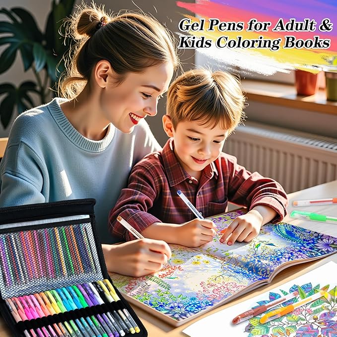 Gel Pens for Adult Coloring Books, 160 Pack Artist Colored Gel Pen with 40% More Ink, Black Case. Perfect for Kids Drawing Doodle Crafts Journaling Planner-DeskLoop Office