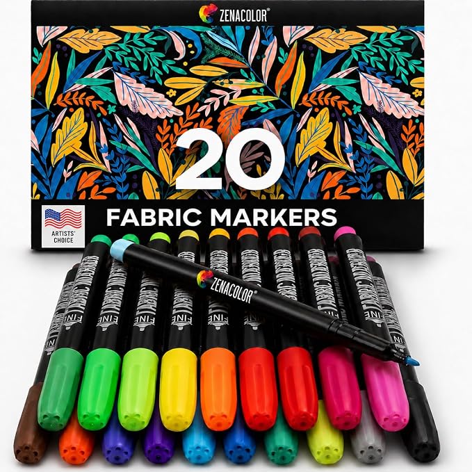Zenacolor 20 Fabric Markers Pens Set by Colorinspirationfun