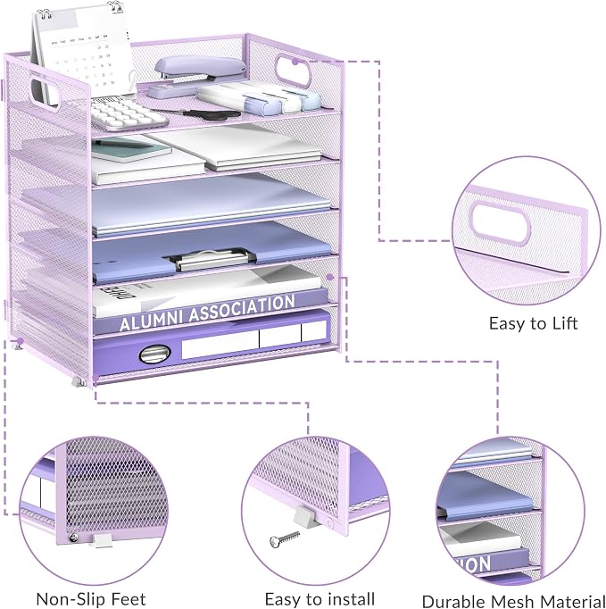 Daltack 6 Tier Paper Organizer for Desk, Paper Letter Tray Organizer for Desks - Image 4