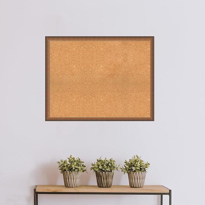 Amanti Art Natural Cork Board for Wall, 28x36 Vision Board with Bronze Frame, Large Corkboard Office Decor for Home Organization, Modern Corkboard Pinboard to Display Items for Home Organization in-DeskLoop Office