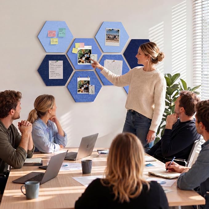 8 Pack Hexagon Felt Bulletin Board Tiles - Image 8