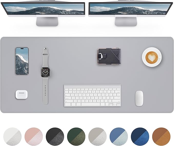 Leather Desk Pad Protector-48 x 24" Computer Desk Mat, Large Mouse Pad by AFIING