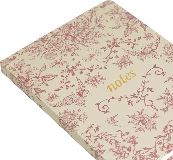 Pearhead Hardcover Journal Notebook 6x8 – Red Toile Botanical Dragonfly Print - Image 3