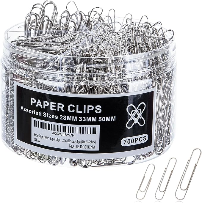Wakawaga 700pcs Paper Clips Assorted Sizes Large | Assorted 3 Sizes Sturdy by wakawaga