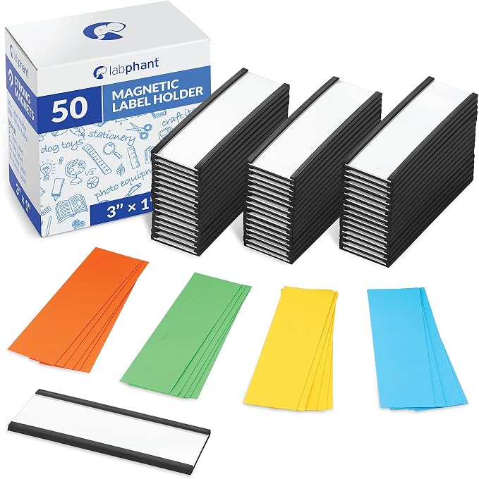 50 Pack "C" Channel Magnetic Label Holders 1x3 by labphant