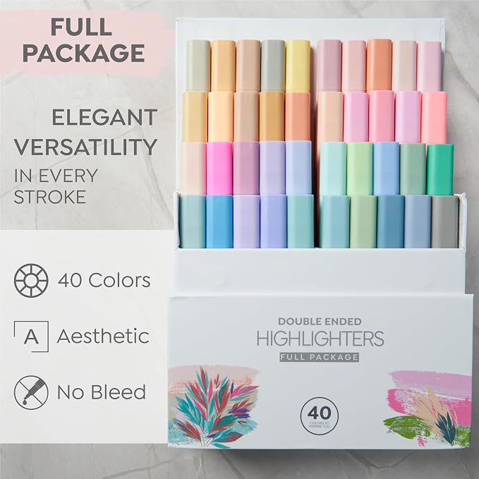BLIEVE Bible Highlighters No Bleed, Pastel Colors, Dual Tip, 40 Pack | - Image 2