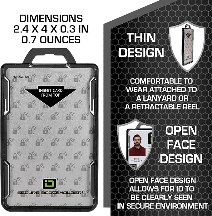 ID Stronghold - RFID Blocking Secure Badge Holder - Duolite 2 Card ID Holder - - Image 3