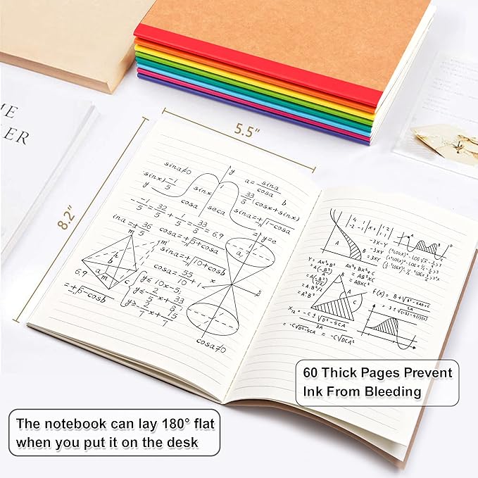 feela 16 Pack Composition Notebooks Bulk, Kraft Cover Lined Blank College Ruled - Image 2
