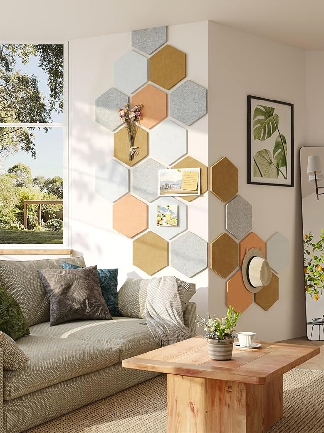 8 Pack Hexagon Felt Bulletin Board Tiles - Image 5