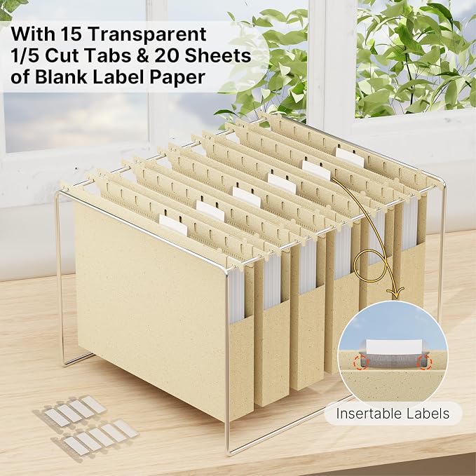 XINGIA Hanging File Folders Letter Size, Heavy Duty 1" Expanding Hanging File - Image 5