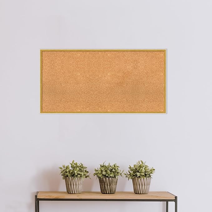 Amanti Art Natural Cork Board for Wall, 21x41 Vision Board with White Frame, Large Corkboard Office Decor for Home Organization, Modern Corkboard Pinboard to Display Items for Home Organization in-DeskLoop Office