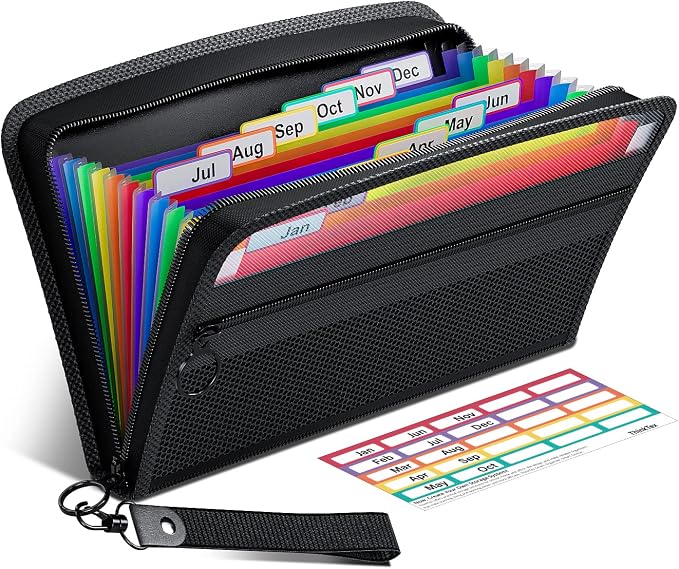 ThinkTex Receipt Coupon Organizer, 12 Pockets Small Accordion File Organizer by ThinkTex