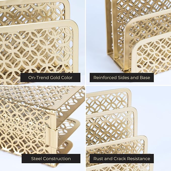 BLU MONACO | Gold Desk Mail Organizer - Image 2