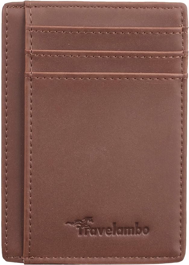 Travelambo Slim Wallet Front Pocket Minimalist Leather RFID Blocking Medium Size - Image 4