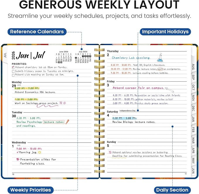 Planner 2026-2027, Academic Year Monthly and Weekly Calendar Planner, Jul 2026 - Image 3