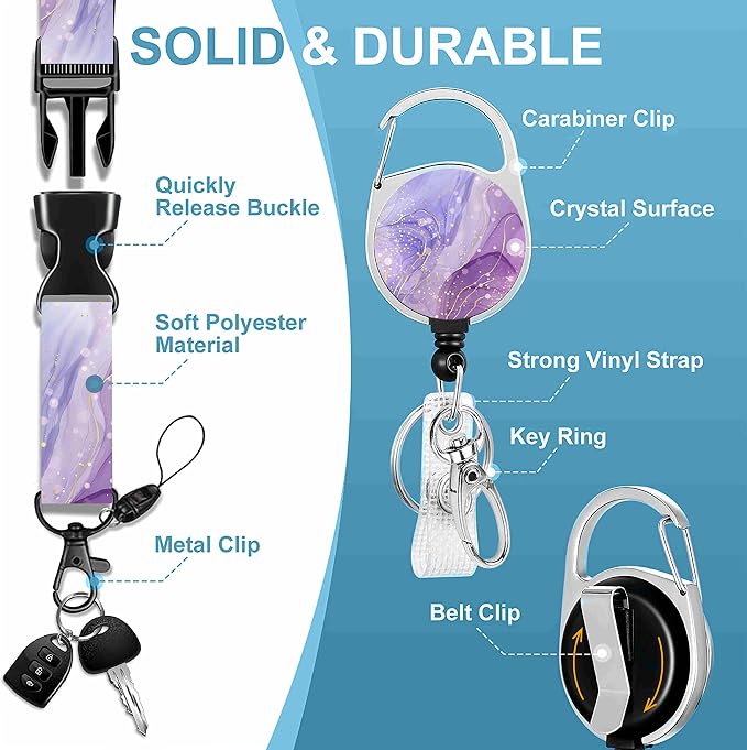 Badge Lanyard and ID Badge Holder, Retractable Badge Reels - Image 3