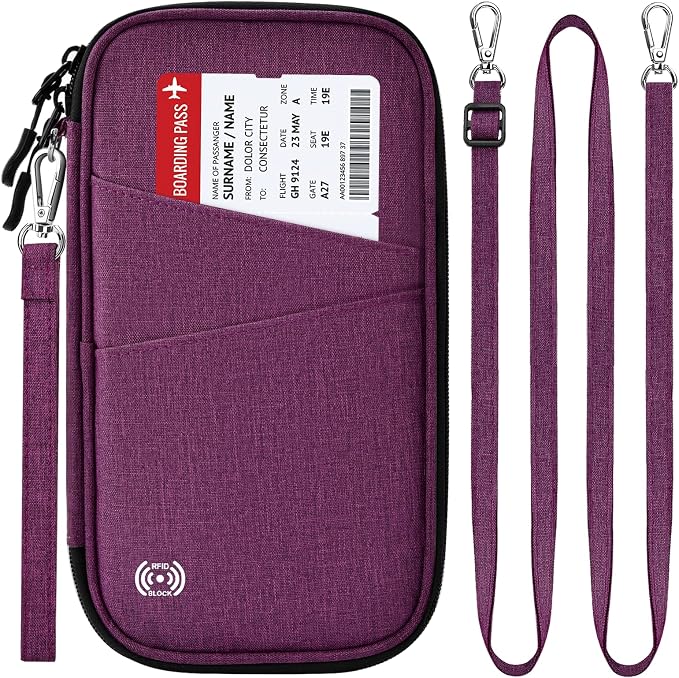 BKNOOU Passport Holder Family Rfid Blocking Travel Document Organizer, Travel by BKNOOU