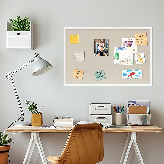 DAHAPYBOO Cork Board with Linen White, Bulletin Board 36"x24" | Hanging - Image 5