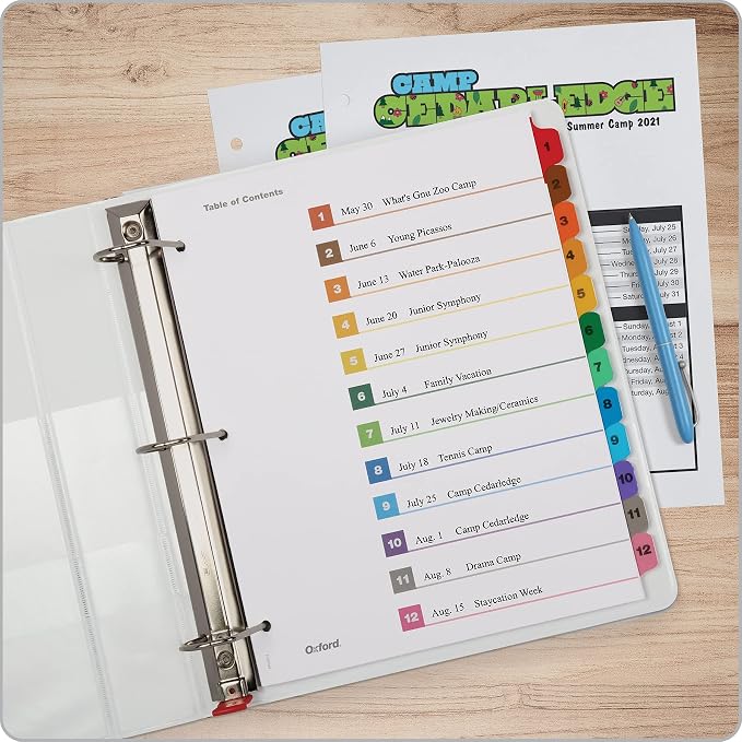 Oxford Binder Dividers, 12 Tabs, Numbered 1–12, 3 Pack, Customizable Table of - Image 7