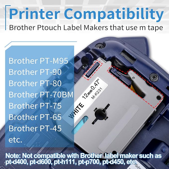 8 Pack Labelife M-K231 Compatible Label Tape Replacement - Image 2