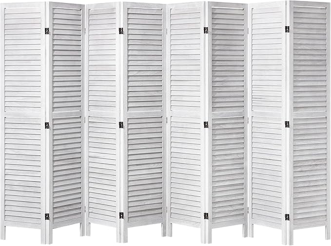 VEVOR Wood Room Divider, 8 Panel Wood Folding Privacy Screen, 66.9 Inches Tall Indoor Louvered Wooden Partition, Portable Decoration Screen, for Room Separation, Home, Office, Restaurant & Bedroom-DeskLoop Office