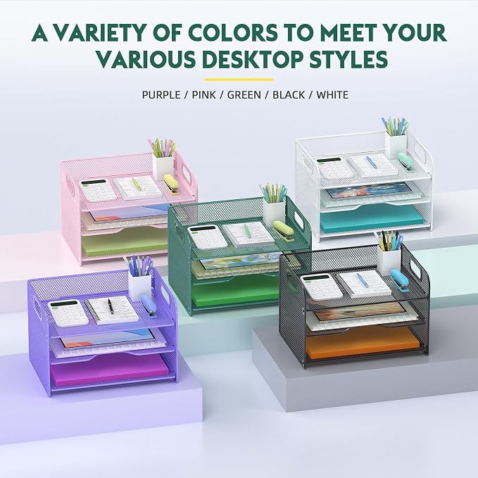Samstar 3 Tier Green Letter Tray Paper Organizer - Image 5