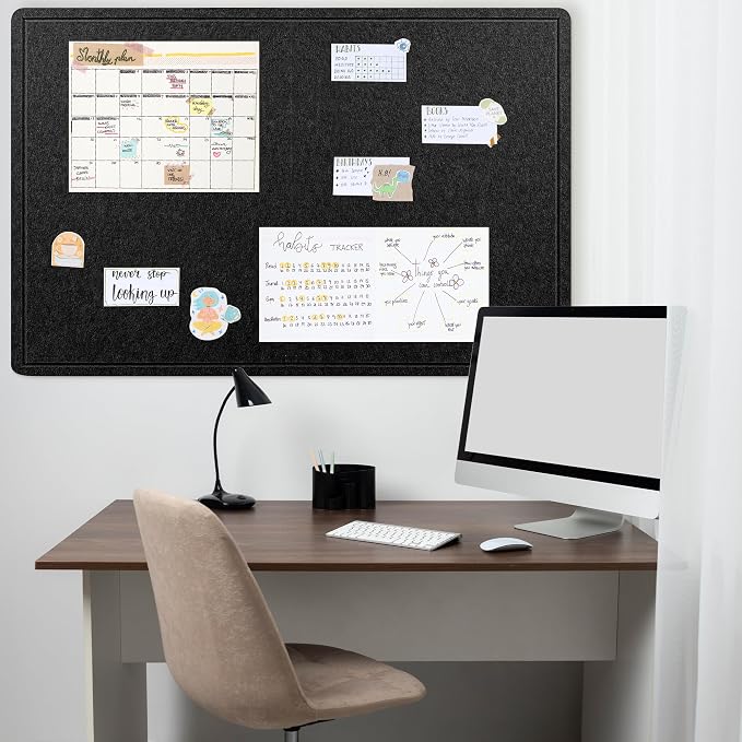 AKTOP Large Office Cork Bulletin Board 60" x 36", Foldable Black Felt Notice - Image 7
