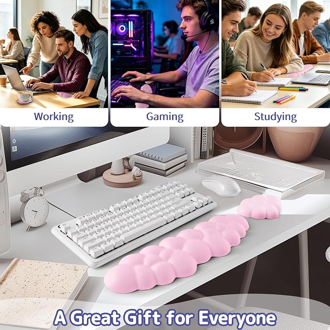 Sushret Cloud Wrist Rest Keyboard, Cloud Keyboard Wrist Pad Set - Image 6