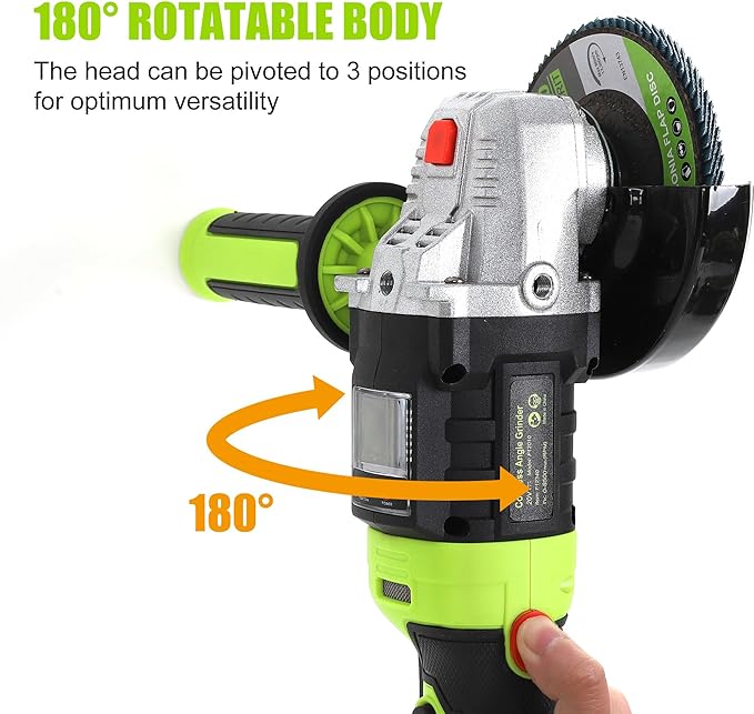 FASTPRO 20V Cordless Angle Grinder, 4-1/2 inch Cut-off Tool with Brushless Motor and 4.0 Ah Battery, Including 10PCS Flap Disc & 5PCS Cutting Wheels-DeskLoop Office