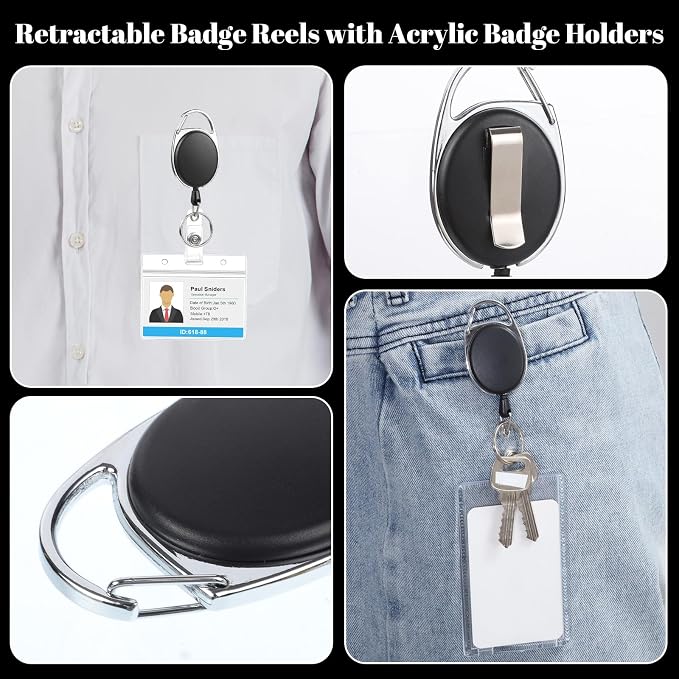 2 Set Badge Holder Retractable Clip Heavy Duty Badge Reel - Image 5