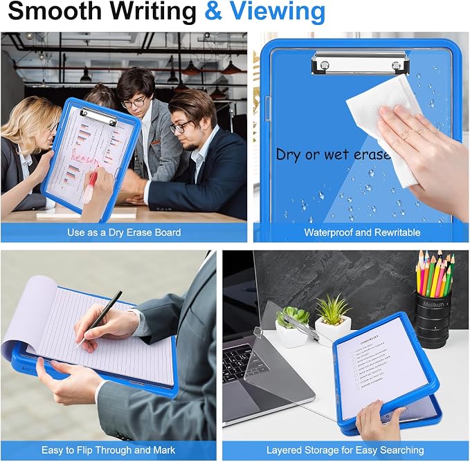 Meiikun Clipboard with Storage, Clip Boards 8.5x11 with Dual Storage, Plastic - Image 4