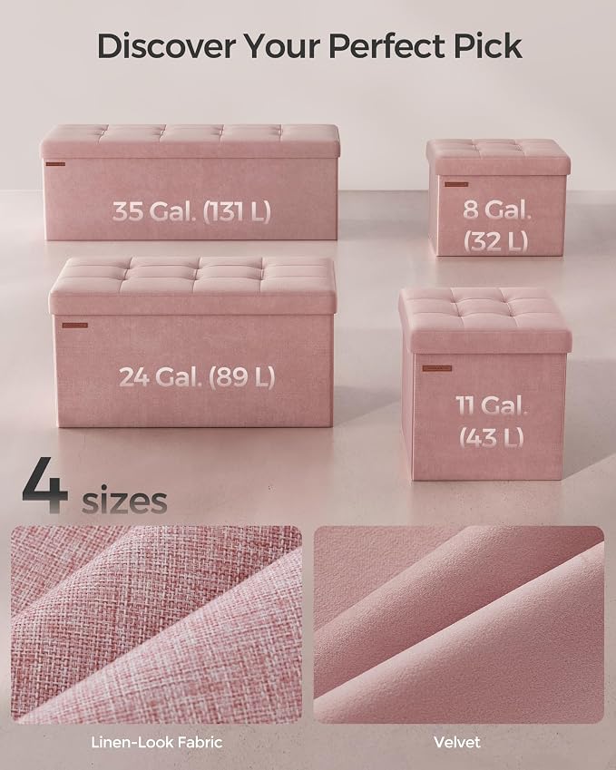 SONGMICS Storage Ottoman, Foldable Small Ottoman Foot Rest, 12.2 x 16.1 Inches - Image 6