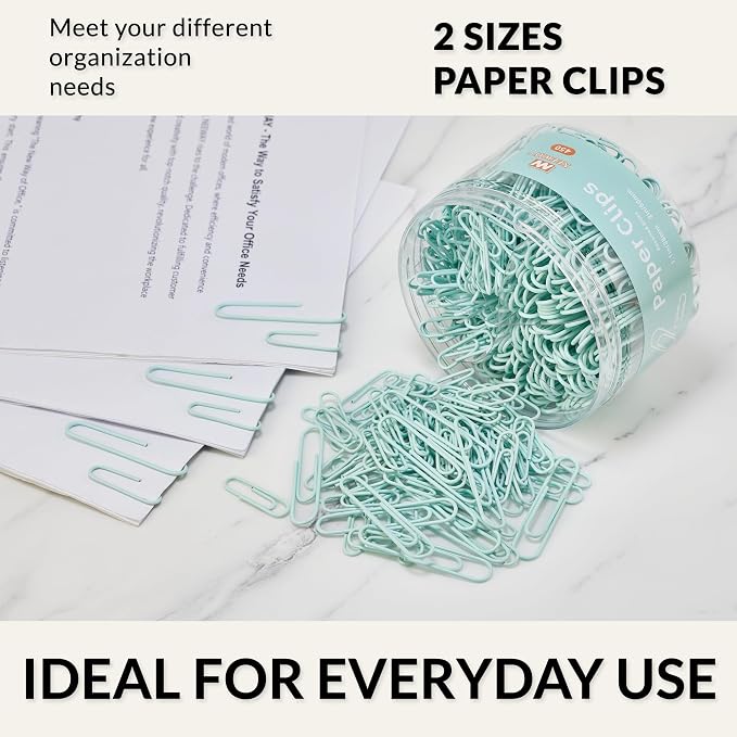 NEEWAY 450pcs Paper Clips Assorted Sizes, Small and Large Paper Clips, Coated - Image 6