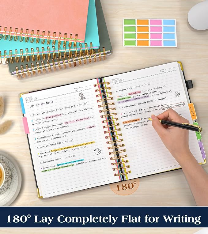 Spiral Notebook Journal with Removable Dividers Tabs, 300 Pages Hardcover - Image 6