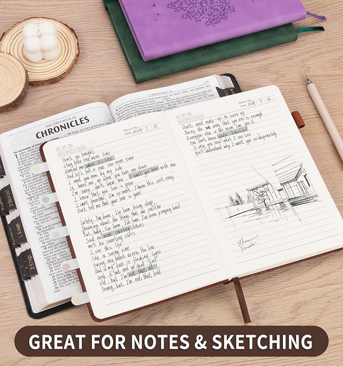 6 Pack Lined Journal Notebook for Women Men, A5 Hardcover Leather Journals for - Image 3