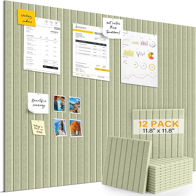 Large Felt Bulletin Board，47.2" x 35.4" 12 Pack Cork Board Alternative by ANWEOR