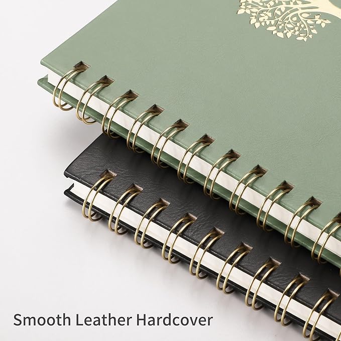 RETTACY Graph Grid Paper Notebook, 110 Pages, A4 Large Size (8.5'' × 11''), 5 Squares per Inch, Leather Hardcover, 100 GSM Thick Paper, for School, Students, Math, Engineering (Light Green)-DeskLoop Office