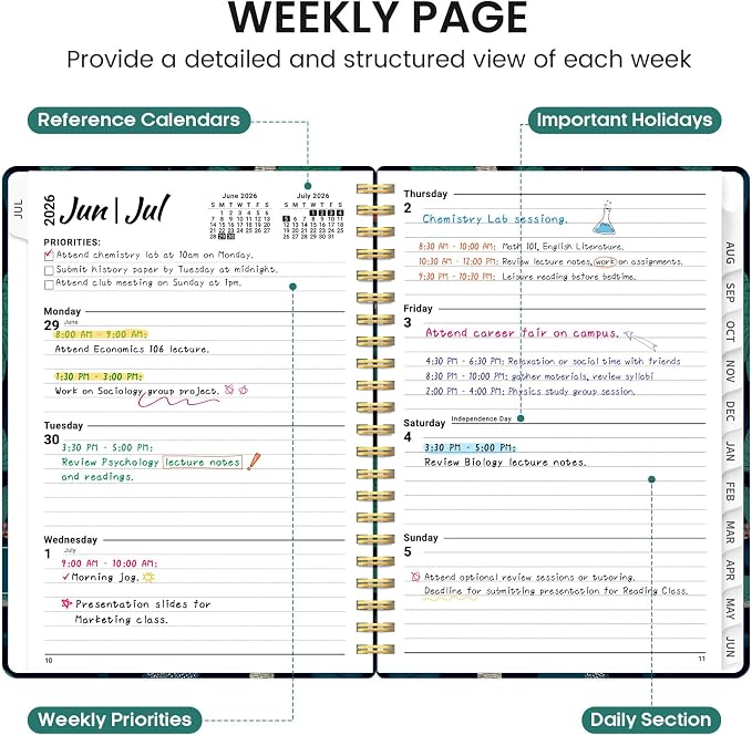 Planner 2026-2027, Academic Monthly and Weekly Calendar Planner - Image 3