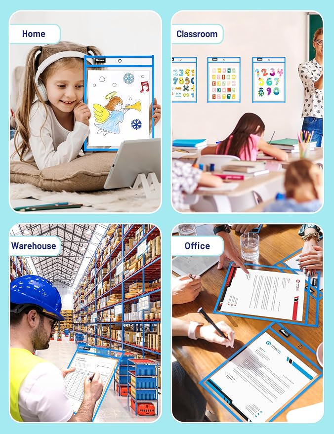 SUNEE 6 Packs Oversized Reusable Dry Erase Pocket Sleeves - Image 7