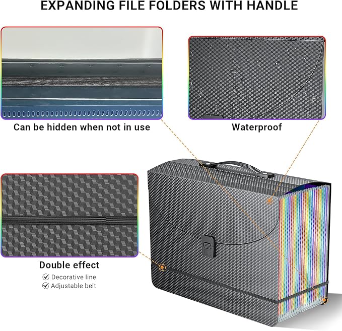25 Pockets Expanding File Folders, Portable Accordian File Organizer, - Image 2