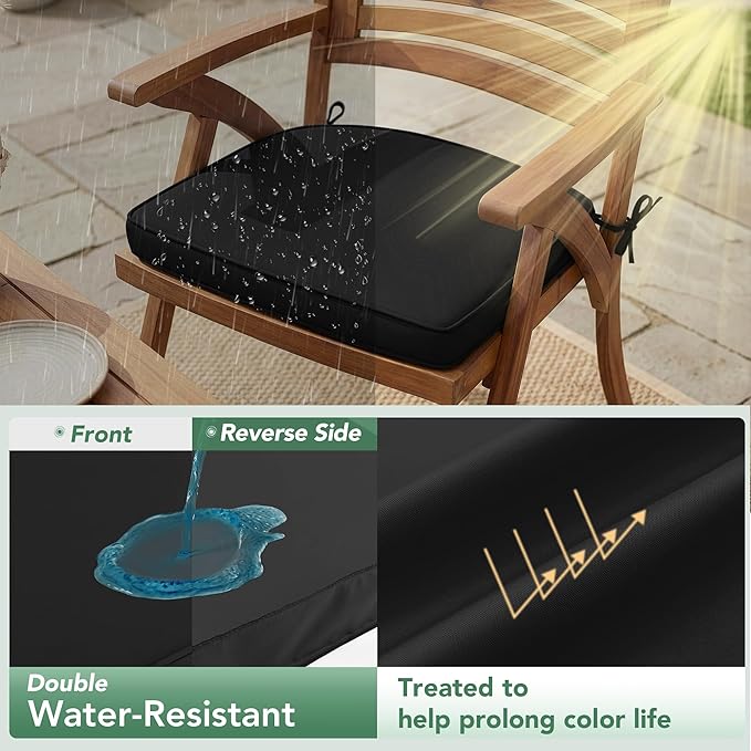 Outdoor Chair Cushions Set of 2: Waterproof & Fade Resistant Patio Furniture - Image 3