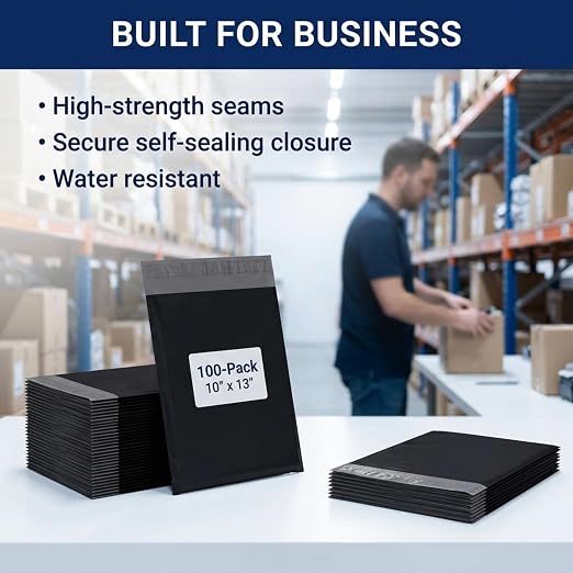 BOX USA Shipping Bags 10" x 13" Black - Image 3