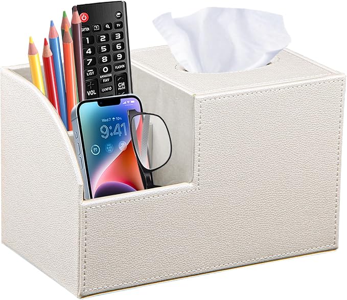 PU Leather Square Tissue Box Cover by BLIENCE