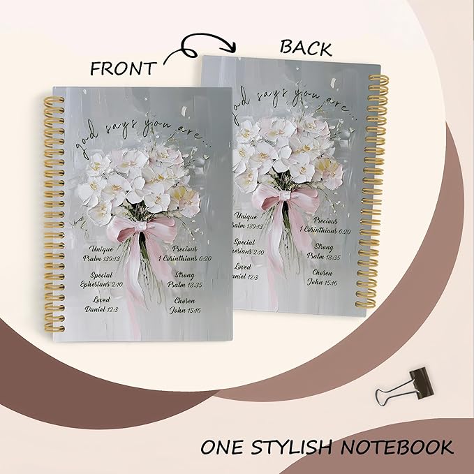 Christian Floral Spiral Notebook Journal, Vintage Hydrangea Flower Bible Notebooks for Note Taking, Christian Gifts for Women, Bible Journaling Hardcover Spiral Journal 5.5x8.3 Inches Writing Pads-DeskLoop Office