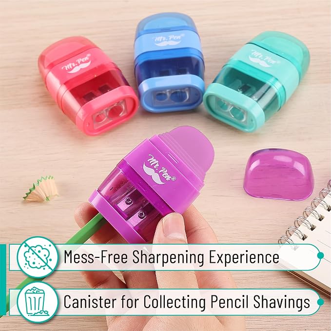 Mr. Pen- Pencil Sharpener & Eraser, 4 Pack | 2-in-1 Manual Sharpeners - Image 6